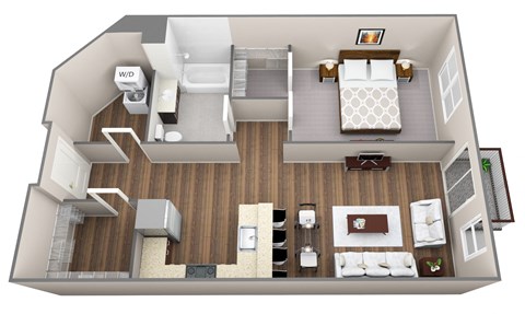 One Bedroom with Balcony on 3rd and 4th Floors